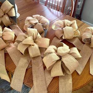 SEVEN Huge Burlap Large Martha Stewart Bows 21-23 inches by 11 inches